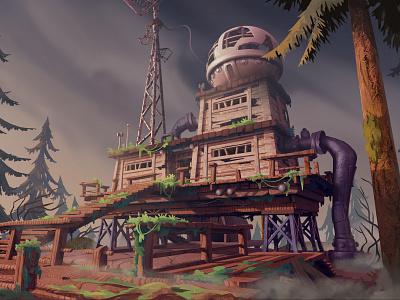 Abandoned camp. Frame 2 abandoned camp concept design illustration mysterious station