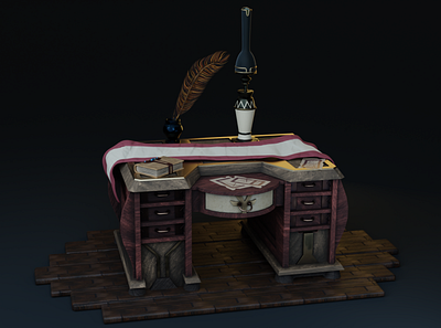 Alchemist's table 3d 3d art art b3d design environment art game art illustration lowpoly table