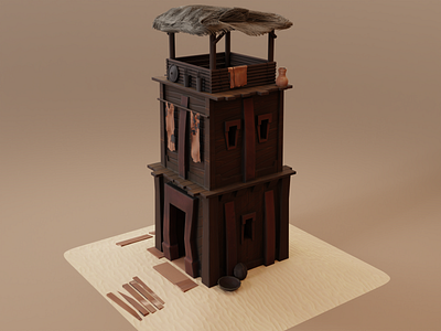 Desert house 3d 3d art 3d artist blender desert game art house illustration lowpoly