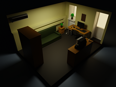 My low poly room) 3d 3d artist architecture blender 3d design house illustration isometric isometric art light