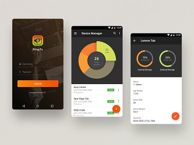 PrivyTV Android App | UI Design android chart dashboard design digital signage material mobile product design ui ux