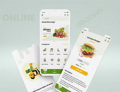 Online Grocery Store adobe xd app design illustration logo typography ui ux vector