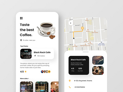 UI/UX | Cafe Finder App Concept app branding design graphic design illustration illustrator interface logo minimal typography