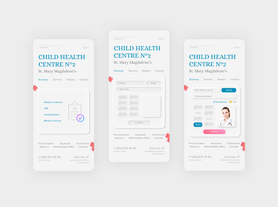 Mobile version of Health Centre website design ui ux web