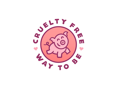 Oink Oink badge happy logo pig vegan