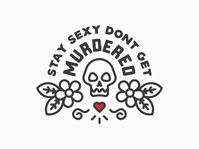 Murderino For Life comedy flower heart lockup logo podcast skull tattoo
