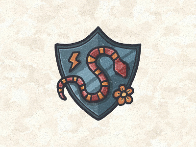 Snake + Shield crest design floral flower illustration lightning shield snake texture