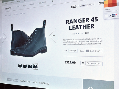 Prototyping Product page ecommerce flat product prototype shoes shop sketchapp