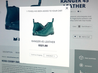 "Added to cart" popup prototype