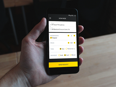 New ride screen android driver form material mobile order ride taxi uber