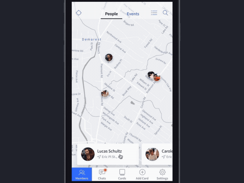 Map Interaction concept animation clean friends map social ui animation
