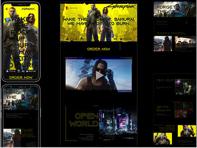 Cyberpunk 2077 behance interaction interface landing mobile ui ux web design web site