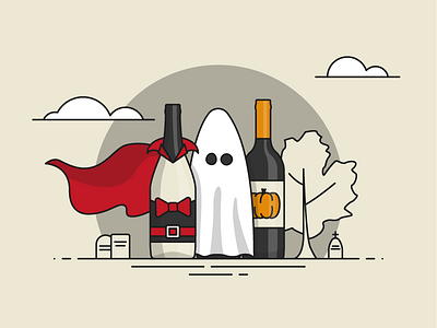 Happy Hallo-WINE cape ghost halloween line pumpkin spooky tombstones wine