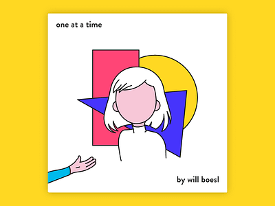 "One At A Time" by Will Boesl - Cover Art album art album cover colorful cover art cute fun girl hair hand line minimal simple
