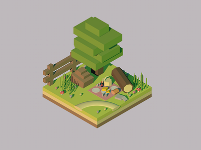 Isometric Ground cinema4d lowpoly