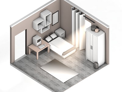 Isometric room c4d cinema4d design lowpoly