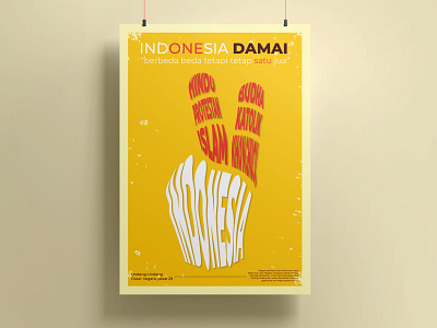 Indonesia Damai design flat illustration poster vector