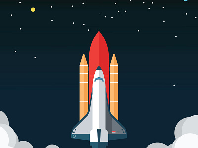 Rocket design flat illustration logo ui vector