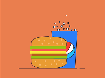 Burger & Pepsi design flat illustration minimal vector