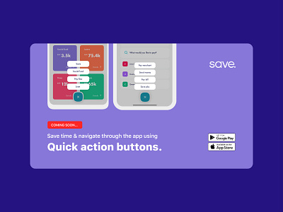 Quick action buttons feature design save social media