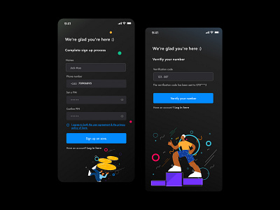 Save mobile app (Dark mode) - Sign up app dark theme darkmode design inspiration ui ux