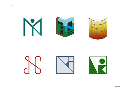 Logos in color branding flat icon lettering logo logos minimal ui ux vector web