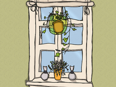 Hand drawn ostrobothnian window