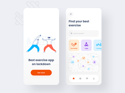 Exercise App 🏋🏻 2020 trend app app design application color cycling exercise fitness app gym gym app health illustration minimal mobile mobile app product design ui user interface ux workout