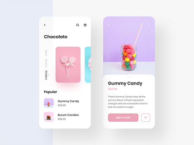 Chocolate App UI 2019 trend adobe xd app app design application chocolat clean color concept design graphic interface ios minimal mobile product ui uiux user interface ux