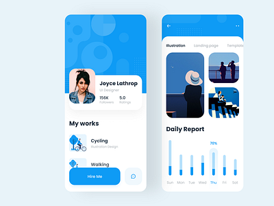 Profile App Design 2019 trend adobe xd android app app app design application blue clean color illustration interface ios minimal mobile app pattern profile report typogaphy ui uiux