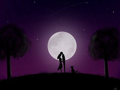 Moonlight love procreate illustration