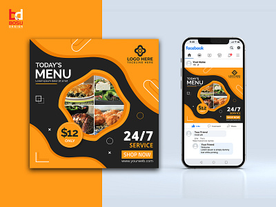 Today's special food menu banner social media template