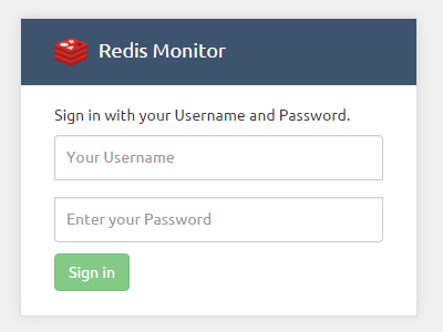 Sign in debut form login redis redis monitor web web app