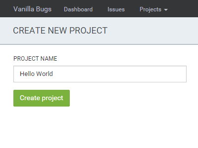 Create project vanilla bugs create project create project management
