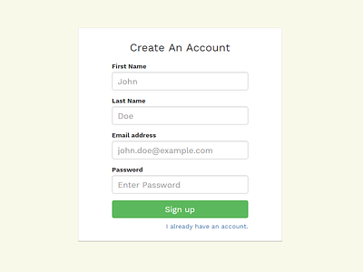 A yet another sign up page again :) register signup
