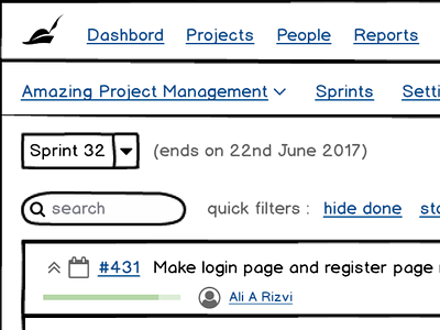 First attempt at using Balsamiq Mockups management project