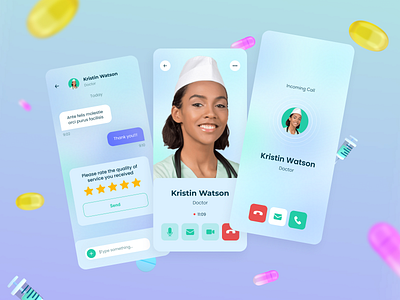 Video chat with a doctor in the TakePill mobile app 3d 3d modeling application clean ui design equal health app medicine mobile mobile app mobile design mobile ui modern pillreminder pills ui uidesign userexperience userinterface ux