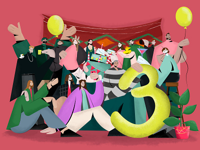 Today Equal agency is three years old! birthday design equal ill illustration ui userexperience userinterface ux webdesign