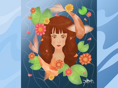 KOI character design digital art digital painting graphic art graphic artwork illustration illustrator nature woman