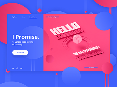 Hello, Dribbble! 3d design flat hello hello world hero banner hero header pink typography ui ui ux web