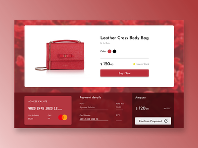 Checkout #002 agnesedaily bag card checkout credit card dailyui design order payment price purchase red shop ui