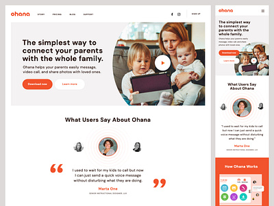 Ohana landing page landing page design ohana ui ux web website