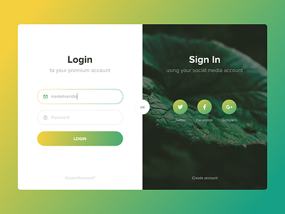 Login card colors concept gradients login minimal register