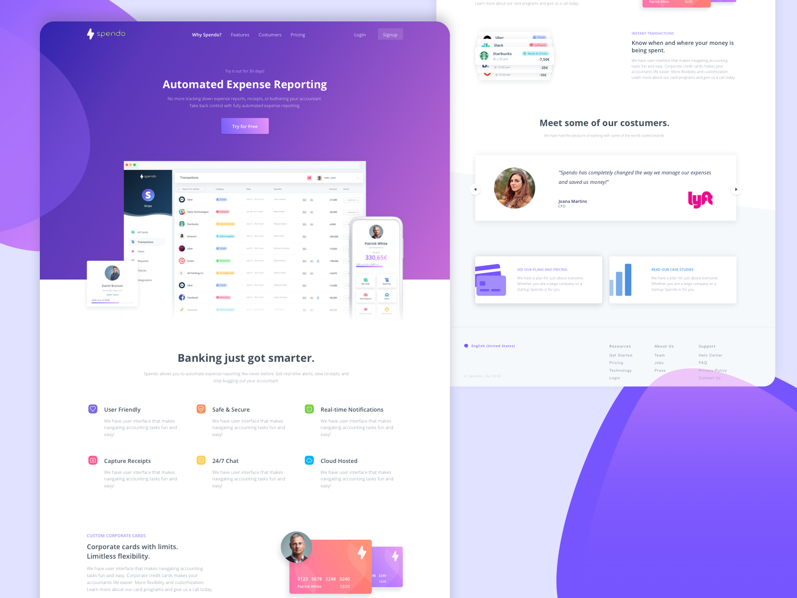 Expense Management Landing Page by Claudio Veigas Santos on Dribbble