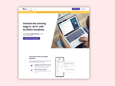 IELTS Website Design UI/UX branding courses design e learning education gerny graphic design ielts ieltsdesign ieltswebsite institute spacetree teacher ui ux website