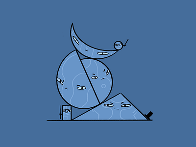 Blue illustration doodle blue shapes