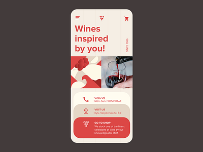 Wine Web Site brand concept drawing flat home illustraion mobile design mobile ui red ui web website wine