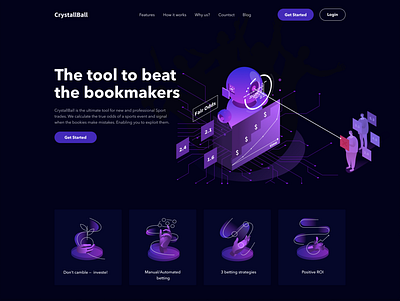 CrystallBall Site ai bet betting bookmark bookmarks design gambit gambling illustration odds sport trades tool ui userinterface ux vector