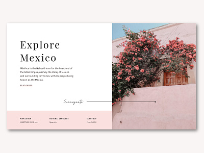 Explore Mexico blog landing page mexico pastel pink travel typography ui