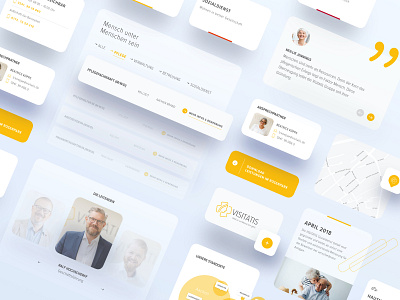 UI Elements for Visitatis app cards design elements illustration interface perspective sketch ui uikit userexperience ux web website yellow
